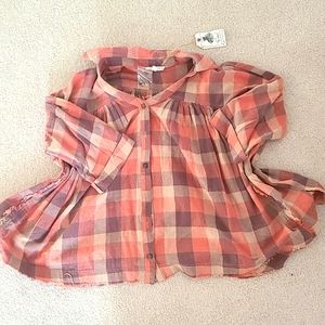Easel Flannel Button Fashion Top Size M